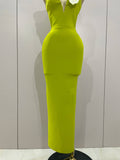 Designer Bodycon Bandage Luxury Birthday Party Dress Women Elegant V Neck Appliques Maxi Long Celebrity Evening Prom Gowns