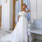Elegant Off The Shoulder Organza Wedding Dresses Short Sleeves Boho Princess Bridal Gowns A-Line Simple Beach Vestidos Novia