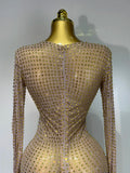 Sparkly Rhinestone Elegant Party Long Dress Celebrity Evening Luxury Birthday Nightclub Prom Gown Singer Dancer Stage Outfit