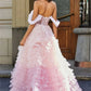 Luxury Gradient Multilayer Ball Gown Wedding Dress Off Shoulder Vestidos De Novia Elegant Sleeveless robes de soirée