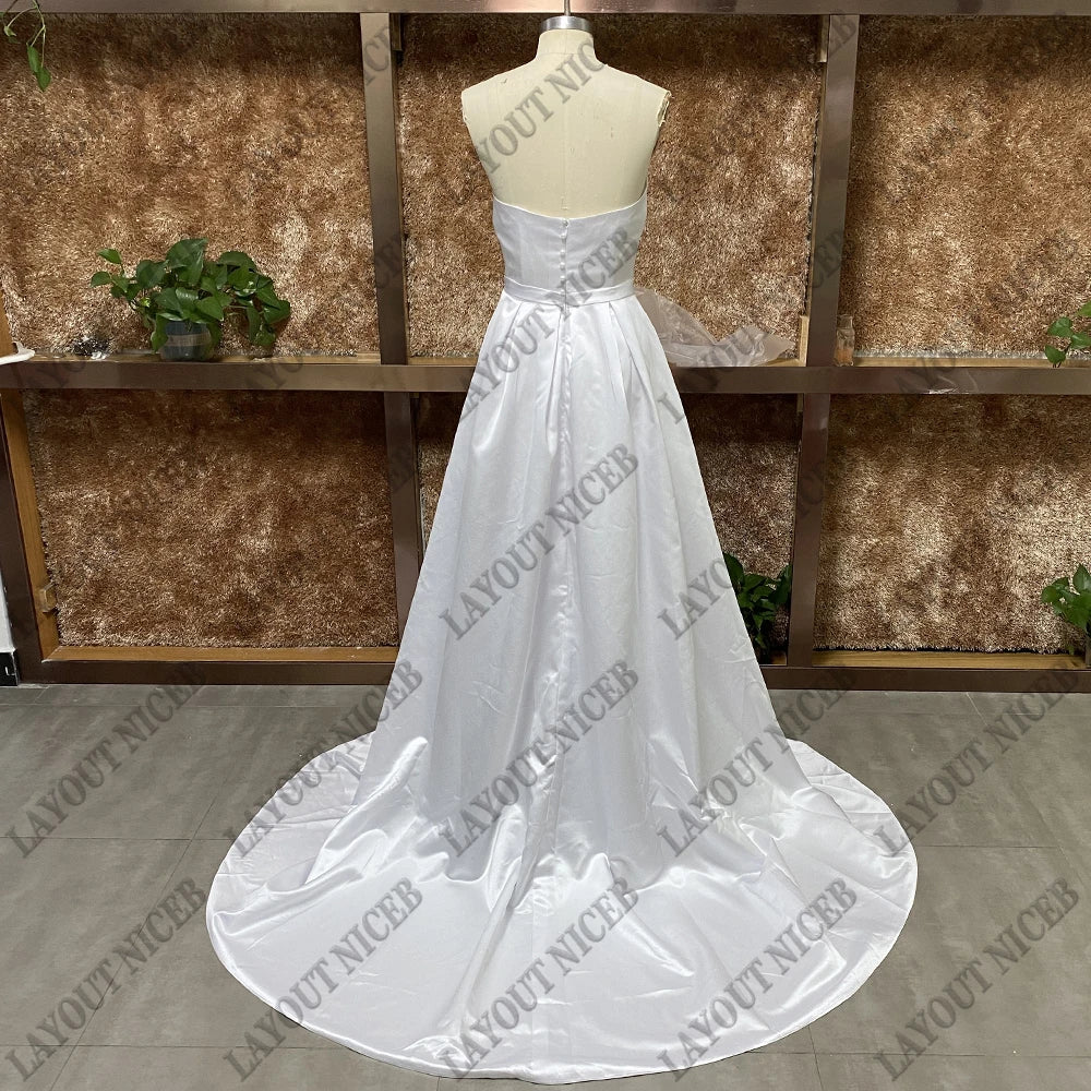 Vestido de noiva de mancha dividido vestidos de novia sweetheart robe de mariée para mulheres vestido de trem personalizado com cinto