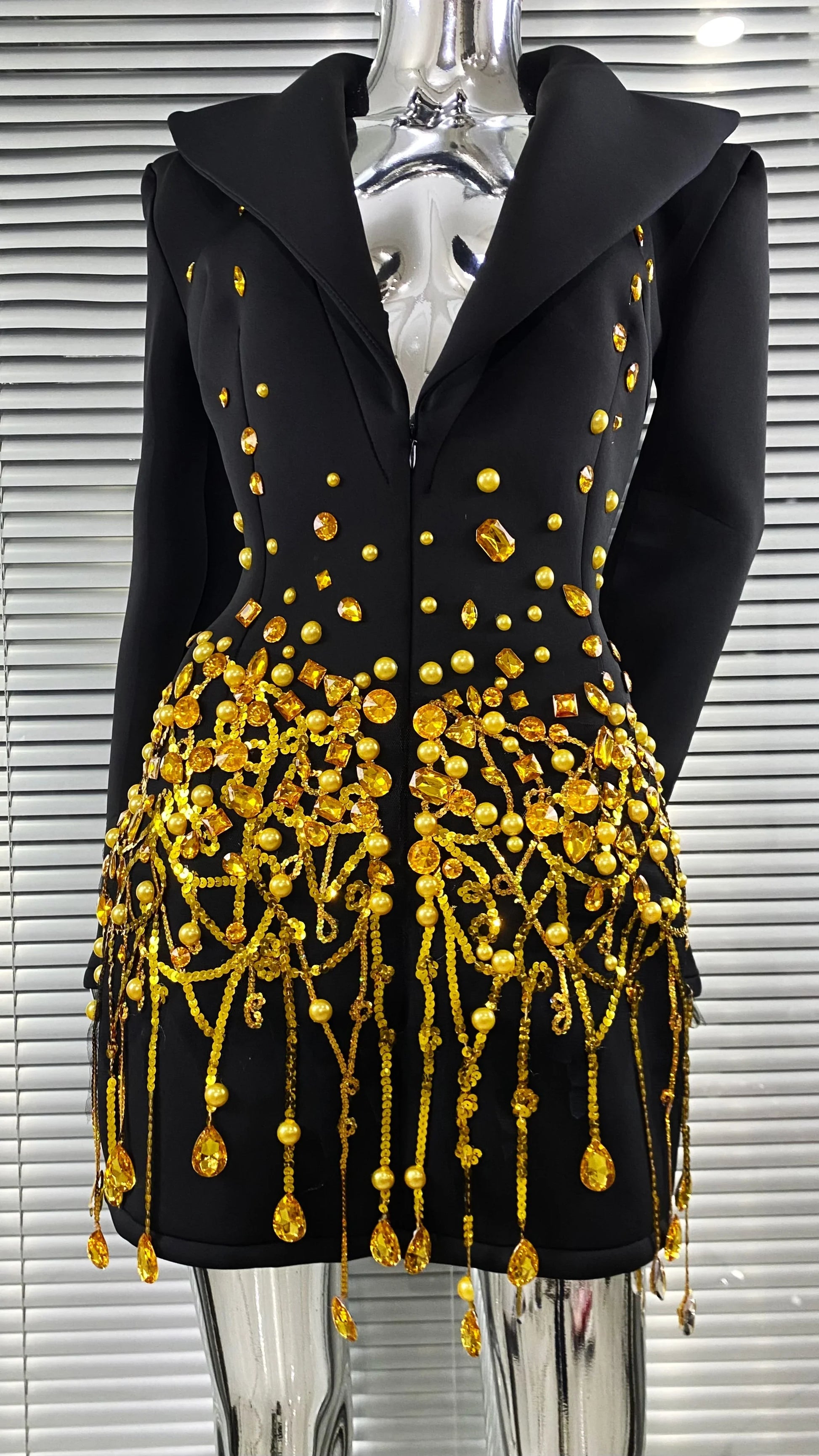 Luxury Diamonds Shining Sequins Deep V-Neck Mini Suit Dress Fashion Woman Birthday Party Dress Stage Performance Costume