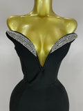 Women Sexy Strapless Sparkly Rhinestones Bodycon Bandage Long Dress Fashion Celebrate Evening Party Luxury Birthday Dresses