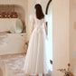 French Luxury White Satin Maxi Wedding Dresses for Bride Elegant Sexy Slim Puff Sleeve Long Prom Party Dress Women vestidos