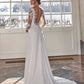 Semplice abito da sposa a maniche lunghe lunghezza del pavimento a-line robe de mariee customzie per abiti da sposa da donna appliqes in pizzo affascinanti