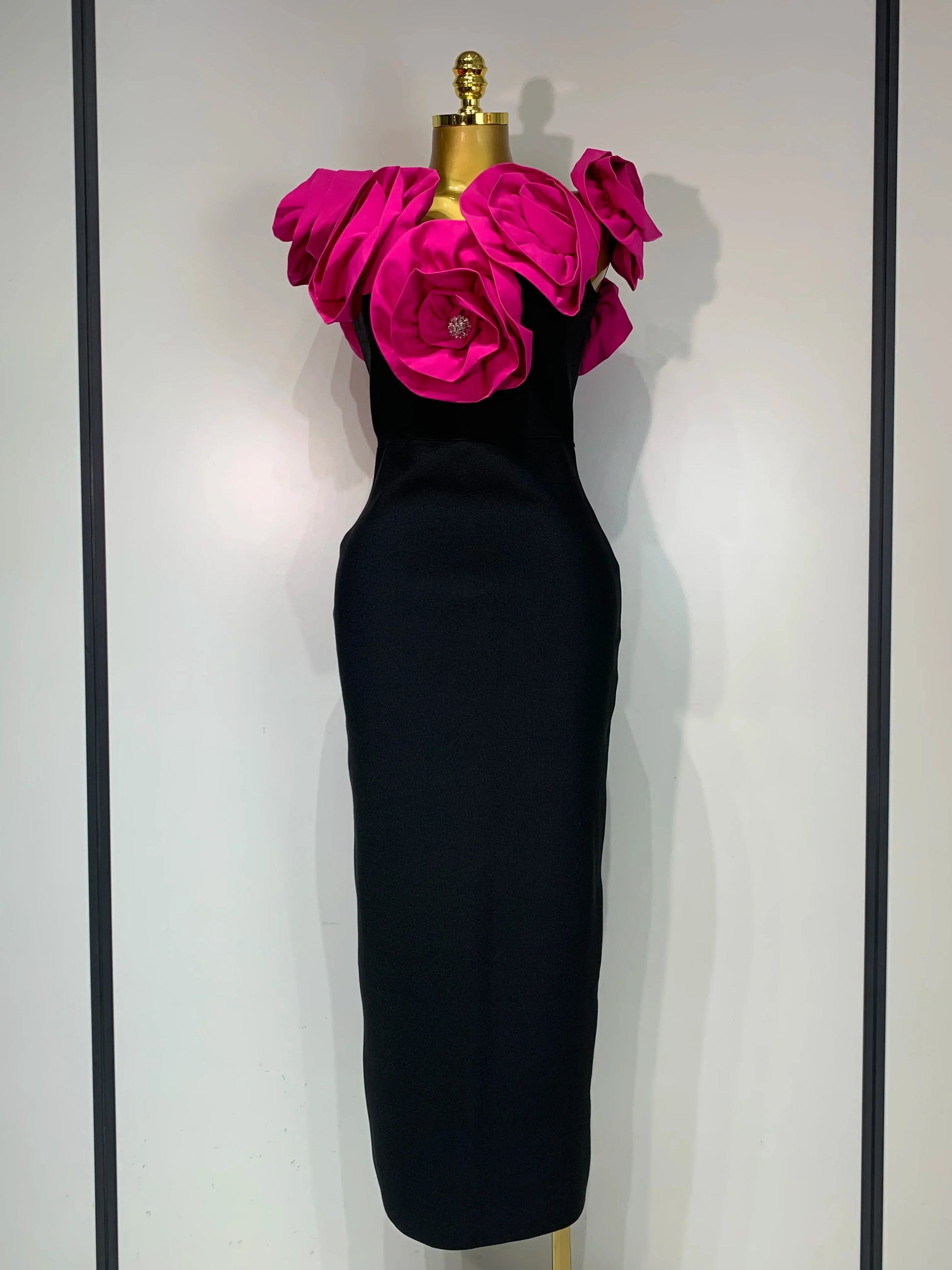 Women Sexy Off Shoulder Flower Diamonds Bodycon Bandage Dress Celebrity Elegant Evening Luxury Birthday Party Dresses Rose Red