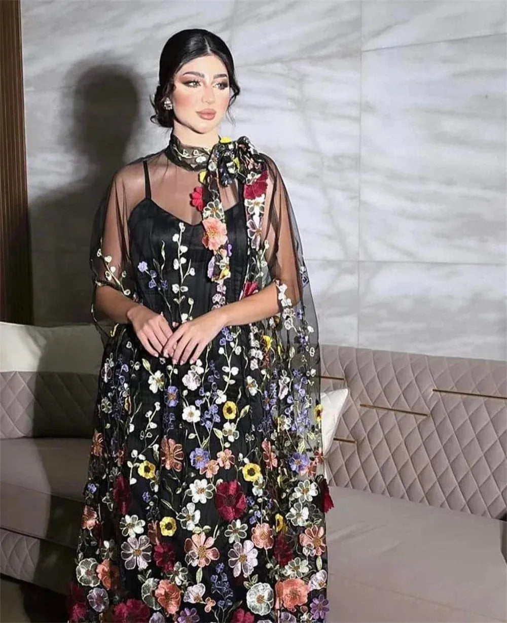 Flower Lace Embroidery A-line Tulle Wedding Dress Silk Scarf Spaghetti Strap Custom Dresses Plus Size vestido feminino as pic