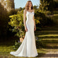 Vestido de noiva elegante Mulheres Sereia Spaghetti tiras simples de cetim de cetim de cetim vestido de noiva Trem vestidos de novia
