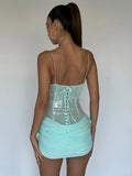 Sparkling Sequin Embellished Strappy Mini Dress for a Glitzy Party Night Gown