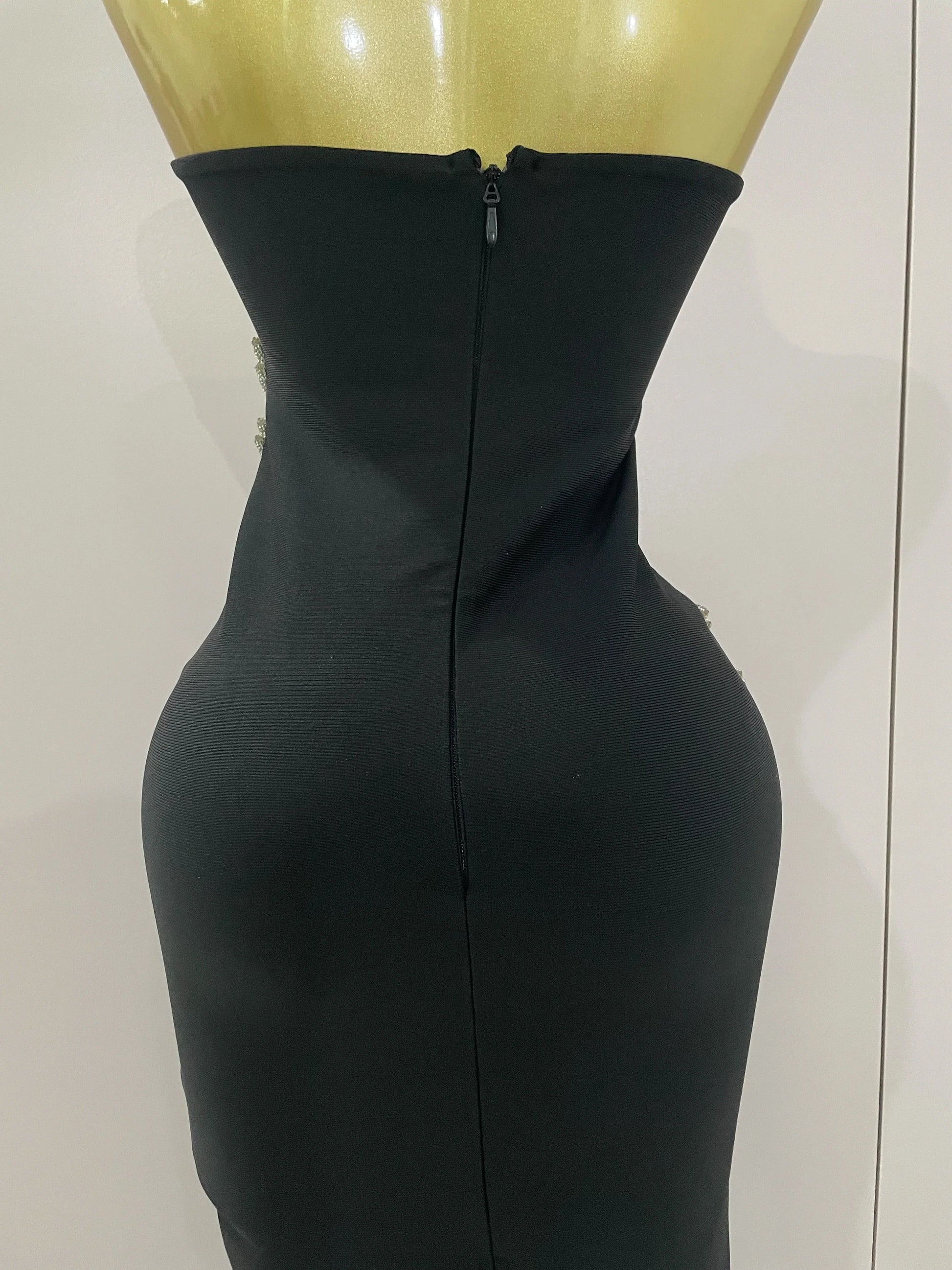 Sexy Strapless Diamond Lines Bodycon Bandage Long Dress Women Celebrity Red Carpet Elegant Evening Birthday Party Dresses