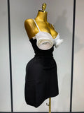 Women Celebrity Sexy Sleeveless 3D Flower Patchwork Mini Bodycon Bandage Dress Elegant Evening Club Party Birthday Dress