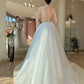 Gaun Pengantin Putri Duyung Glitter Elegan Gaun Pesta Pengantin Backless Tinggi untuk Wanita Pengantin Prom Gaun Prom Dengan Kereta