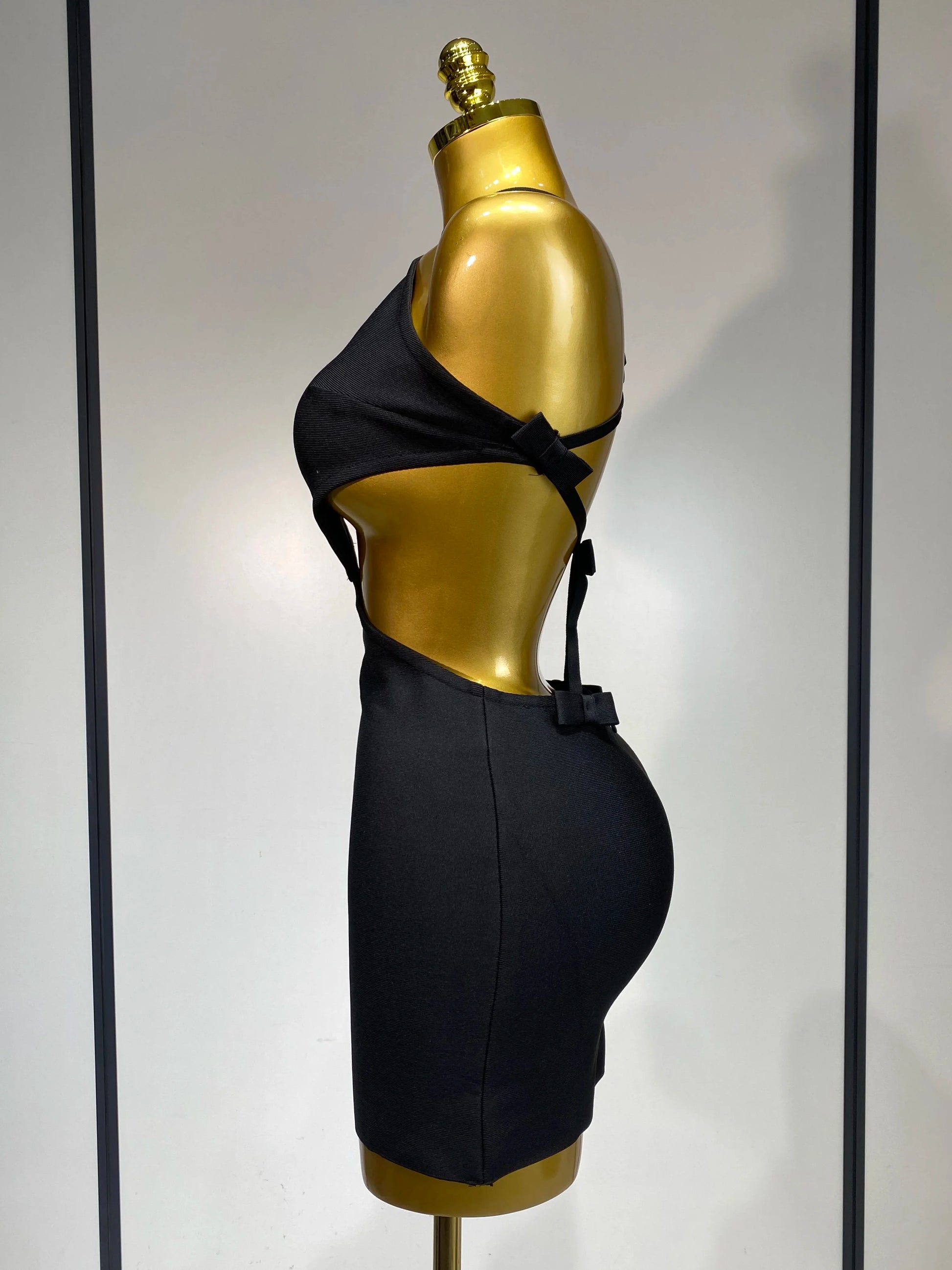 Women Sexy Backless Black Cut Out Bow Tie Bodycon Bandage Dress Celebirty Elegant Evening Party Luxury Birthday Dresses