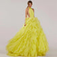 Light Yellow Prom Dresses Halter Neck Tulle Ball Gown فساتين السهرة Elegant Sleeveless Floor-Length vestidos verano moda