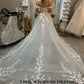 שמלות כלה בוהו שורה מהכתף מתוקה שמלת כלה תחרה תחרה אפליקציות שמלות כדורי חתונה