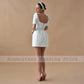 Glitter Wedding Dress Mini pochwę/kolumna krótkie rękawy V Suknie ślubne na szyję dla kobiet Bride Backless Luksusowe sukienki ślubne krótkie