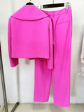 Elegant Women's Light Luxury Suit Pants Set with Large Collar Long Sleeve Slim Fit Short Suit Coat and Pants Two Piece Set