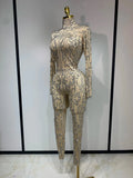 Shining Rhinestones Jumpsuits for Women Sexy Stretch Dance Jumpsuit Birthday Party Nightclub Stage Wear Drag Queen Costumes
