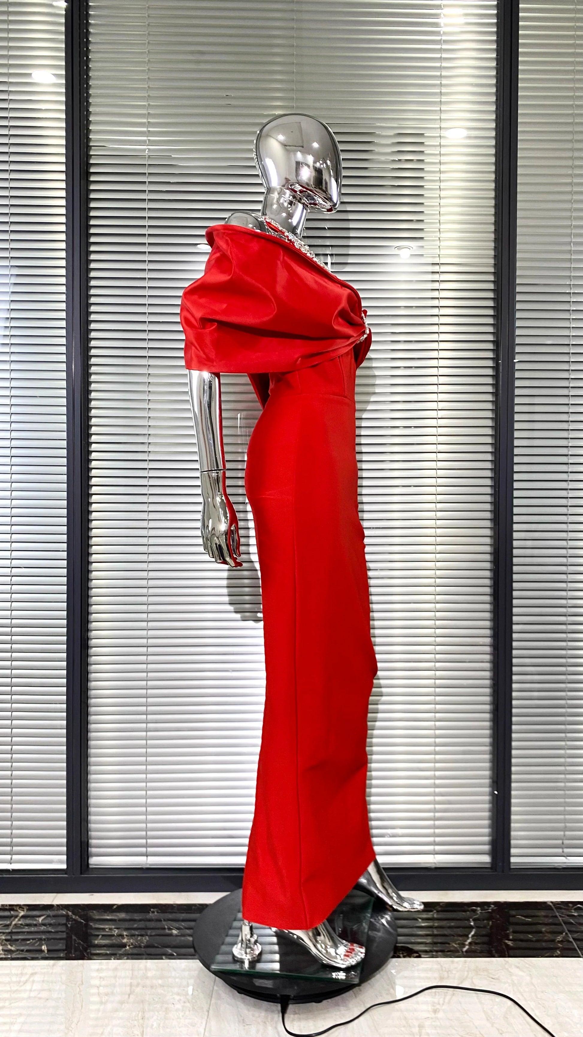 Sexy Off The Shoulder Shinind Diamond Halter Ankle Length Bandage Dress Elegant Woman Party Vestido Birthday Party Outfit