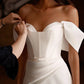 Putri duyung prom gaun pengantin dari bahu putih satin gaun malam formal panjang untuk wanita menyesuaikan ukuran