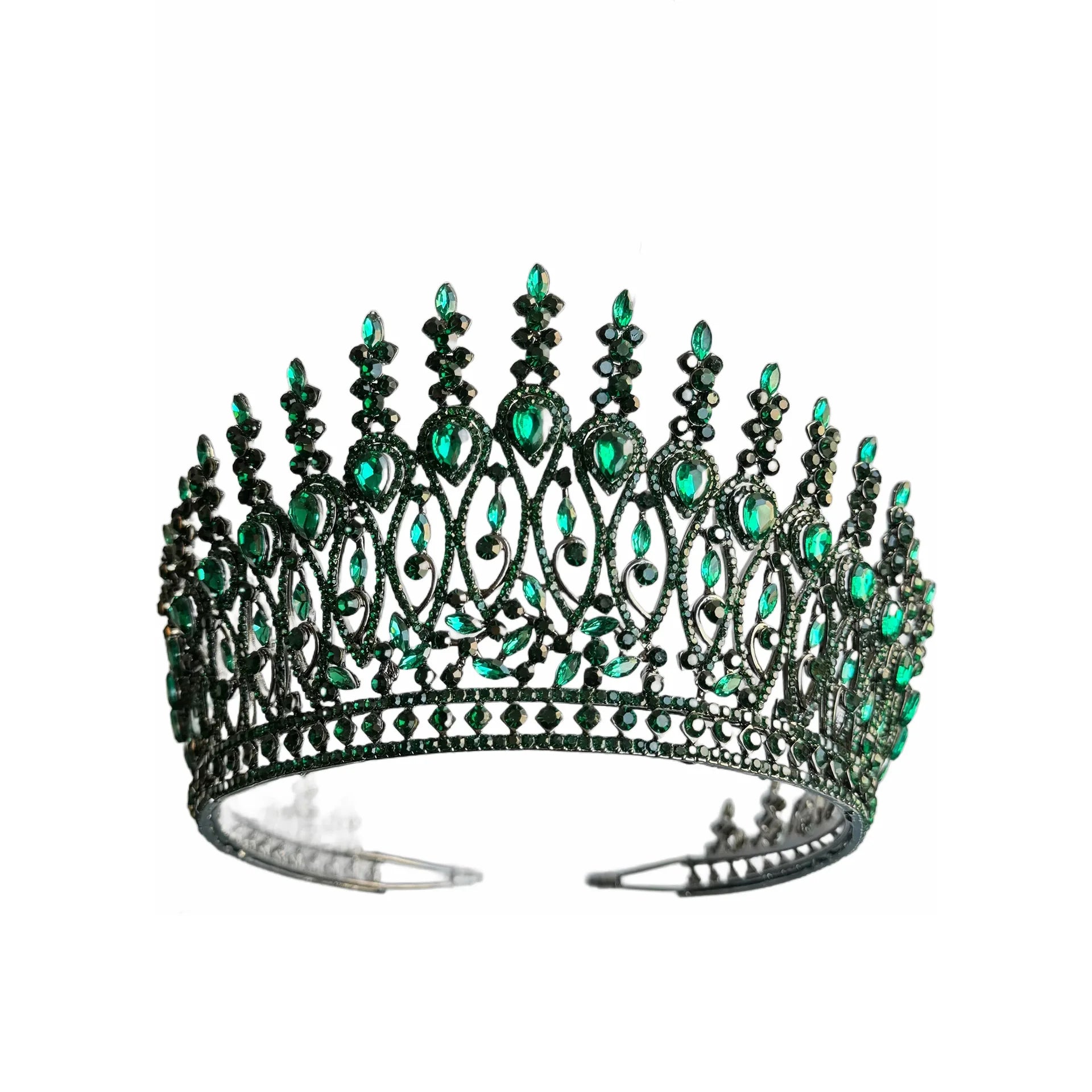 Baroque Queen Crowns For Women Crystal Bridal Tiara Crown For Wedding Pageant Bride Headpiece Party Prom Hair Jewelry Headdress Blue Zinc Plated