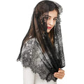 Lace Mantilla Veil For Church Latin Mass Spanish Style Lace Head Scarf Shawl White Black Catholic Chapel Veil For Wedding Bride as picture 1