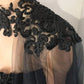 Gothic Black Heart Shaped Neckline Prom Dress Lace Embroidery Cape فساتين السهرة A-line Tulle Evening Dress