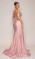 Off the Shoulder Bridesmaid Dresses Satin Strapless Mermaid Split Sweep Train Pleated Wedding Party Dresses Customized