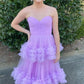 Lavender Strapless Prom Dresses Multilayer Tulle A-line فساتين السهرة Elegant Sleeveless Floor-Length vestidos verano moda