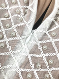 Pearl Sequins Hollow Out Short Dress For Women Sexy Long Sleeve Key Hole Bow Tie Diamond Beige Mini Evening P Diamond Beige Mini Earty Dress