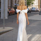 Off the Shoulder Wedding Dress Pakaian Pakaian Pengantin Gaun Sampingan Pakaian Pesta Perkahwinan Satin Ivory