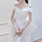 Französische luxuriöse weiße Satin -Trailing Brautkleider für Braut elegant Vintage Long Prom Mermaid Hochzeitsfeier Frauen Vestidos