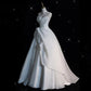 Luxury White White Satin Chiffon Wedding Strapless Maxi Bride Dress Elegant Long Prom Evening Ospite Formale Domande da donna Abiti da donna