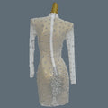 Women Sexy White Crystals Mini Dress Luxury Birthday Celebrate Evening Party Rhinestones Gown Singer Stretch Costume Guibin