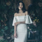 Französische weiße langen Braut Hochzeitsfoto Kleid elegante sexy Off Schulter Rüschen