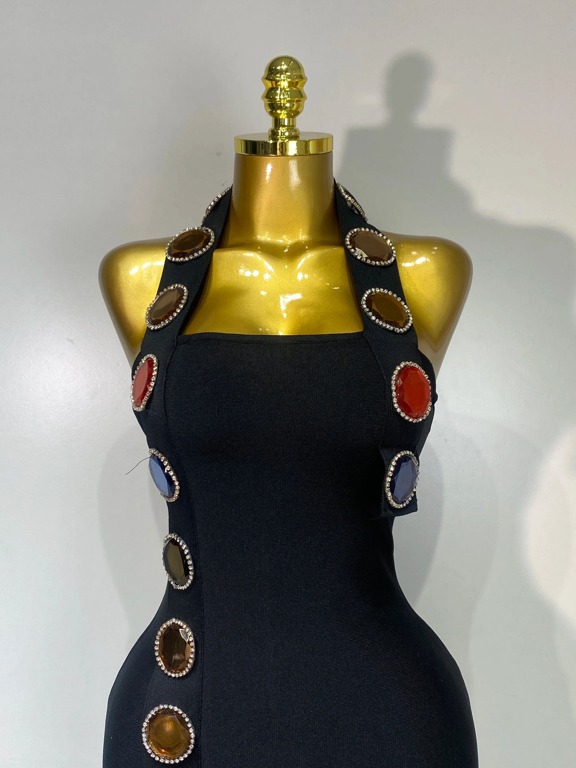 Women Elegant Bandage Bodycon Dress Halter Rhinestons Elastic Dress Luxury Birthday Celebrity Evening Club Party Wedding Dress