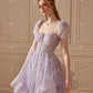 Lavender Luxury Wedding Dresses Sweetheart Ruffles Glitter Women's Brides Gowns Detachable Sleeves Long Evening Dress