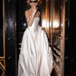 Gaun pengantin A-line yang elegan strapless lengan menanam gaun pengantin wanita untuk wanita tombol menyapu kereta gaun pengantin murah hati