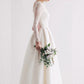 French Luxury White Backless Wedding Dresses For Bride Elegant Sexy Slim Puff Sleeve Long Prom Party Dress Women Vestidos