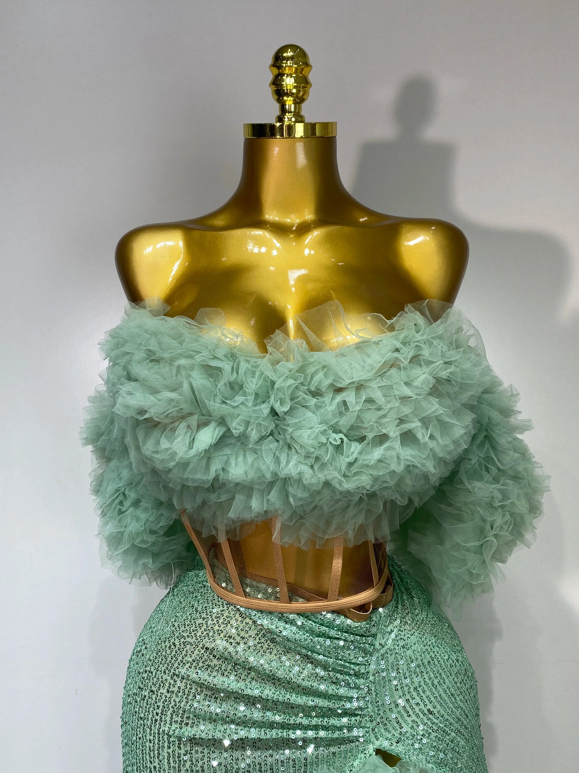 Women Sexy Sparkly Sequins Top Long Skirt Two Pieces Set Festival Celebrate Evening Party Luxury Birthday Nightclub Stage Outfit