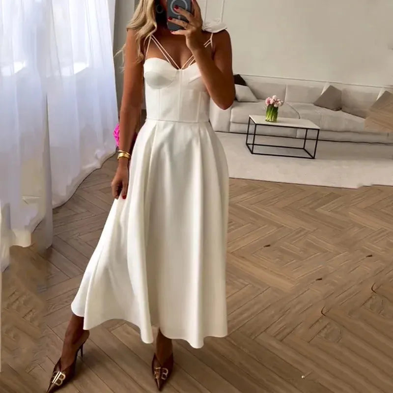 Princess Wedding Dress for Women Sexy V-Neck Backless vestidos de novia Spaghetti Strap A-line Bridal Gown 14w