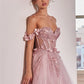 Off Shoulder A-line Tulle Fabric Prom Dress 3D Lace Embroidery Vestidos De Novia Elegant Heart Shaped Neck robes de soirée