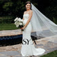 Einfacher ärmellose Kreppknopf weißer Meerjungfrau Hochzeitskleid Reißverschluss Rückenplatz Bridal Kleid Mitte gemacht