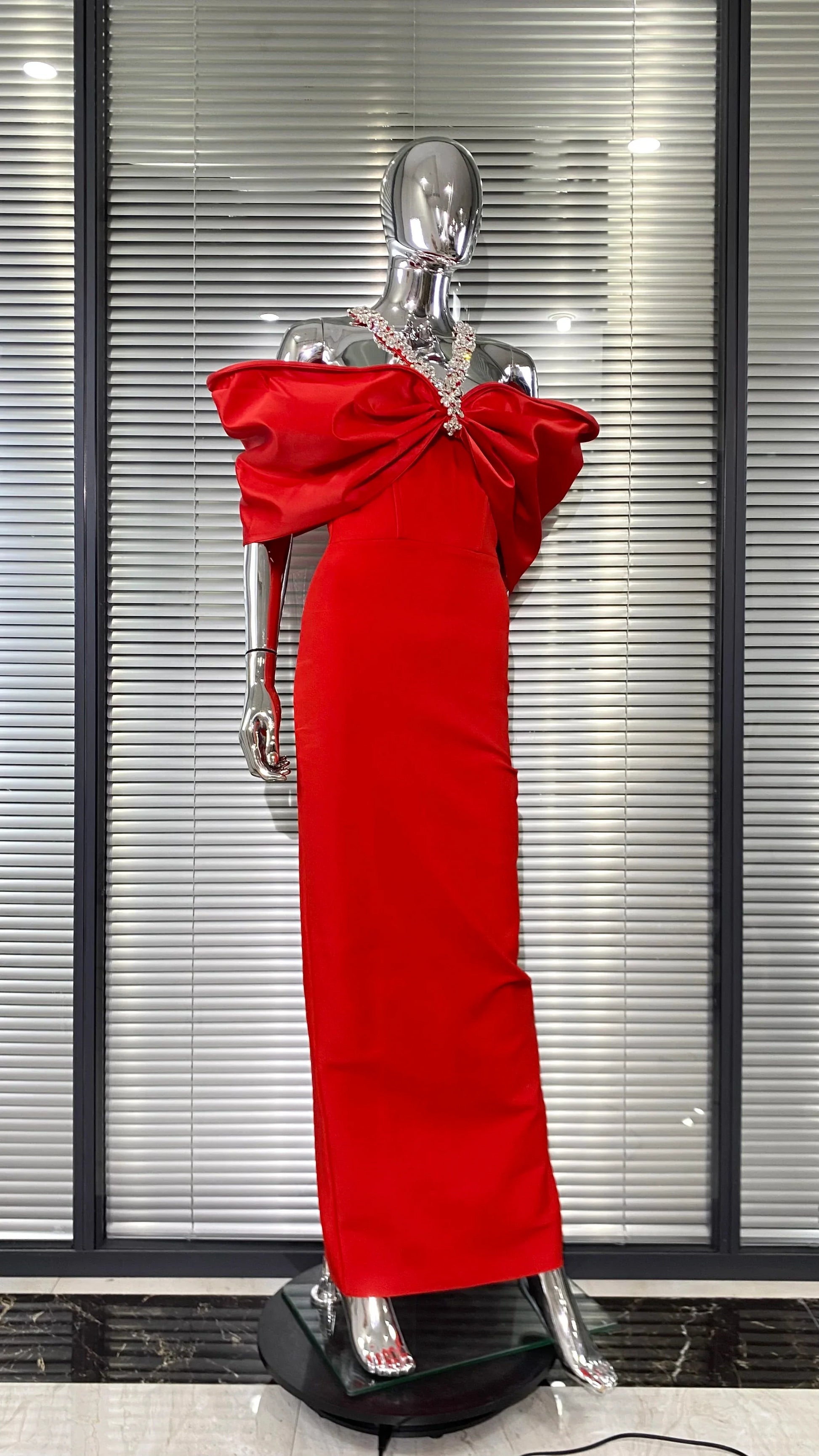 Sexy Off The Shoulder Shinind Diamond Halter Ankle Length Bandage Dress Elegant Woman Party Vestido Birthday Party Outfit