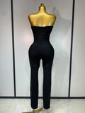 Fashion Celebrate Sparkly Rhinestone Women Sexy Strapless Bodycon Bandage Jumpsuit Runway Nightclub Party Luxury Birthday Outfit