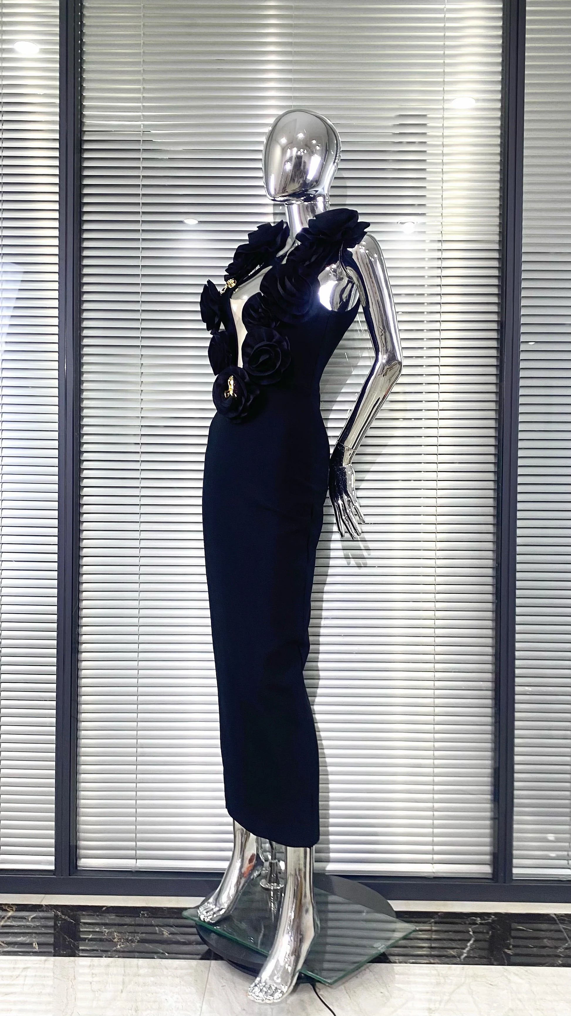 Red And Black Sexy Plow Cut Package Hip Floor Length Dress Graceful Woman Party Dress Cocktail Party Outfit