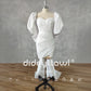 Vestido de novia corto con pliegues y mangas abullonadas, minivestido de novia con lazo por encima de la rodilla, hecho a medida