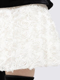 Vintage Glam Party Three-Pieces Strapless Mini Dress Outfit Black Velvet Bustier & White Floral Skirt