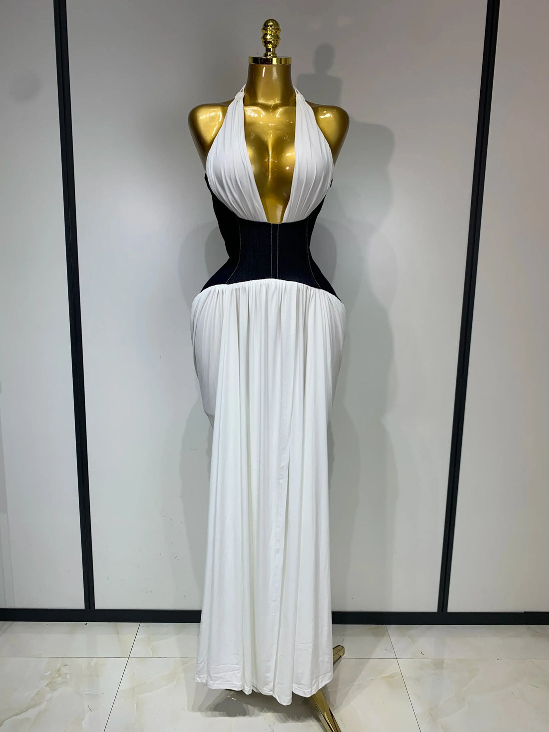 Women Sexy Backless Halter Front Slit Maxi Long Dress Elegant Evening Party Club Dress Luxury Birthday Wedding Guest Gown WHITE