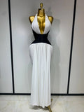 Women Sexy Backless Halter Front Slit Maxi Long Dress Elegant Evening Party Club Dress Luxury Birthday Wedding Guest Gown WHITE